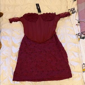 Fashion Nova burgundy mini dress